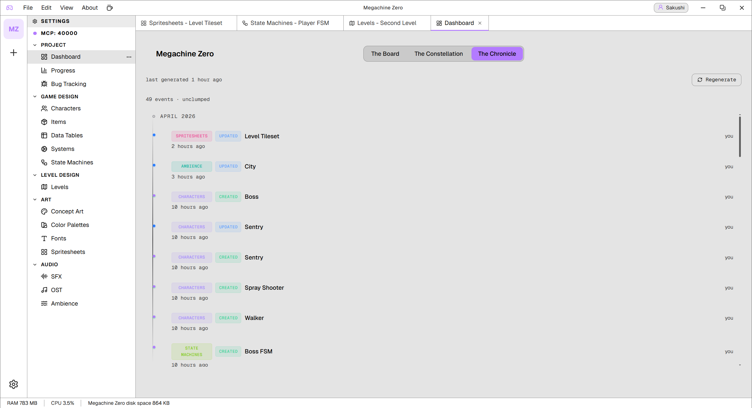 The same Chronicle view in a light theme with a purple accent.